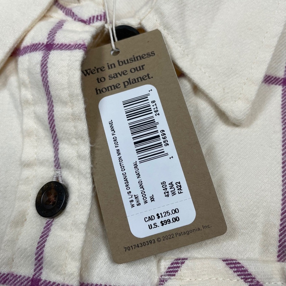 Patagonia Organic Cotton Fjord Flannel Shirt Woodland Natural XXL NWT MSRP $99 - Picture 2 of 11